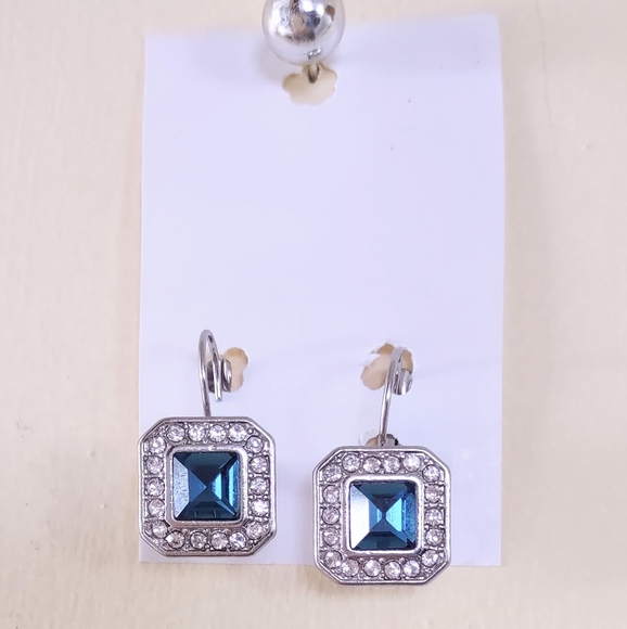 Leverback Blue Zircon Drop Earrings - Picture 6 of 15